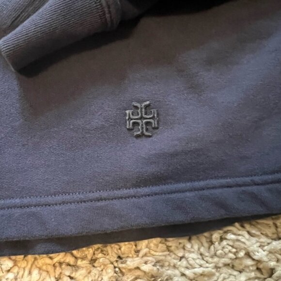 TORY BURCH FRENCH TERRY CHEVRON HOODIE IN TORY NAVY/SNOW WHITE - Picture 5 of 8